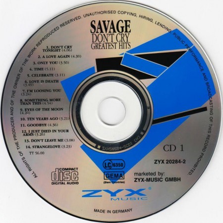 Savage - Don`t Cry. Greatest Hits (2 CD, 1994)