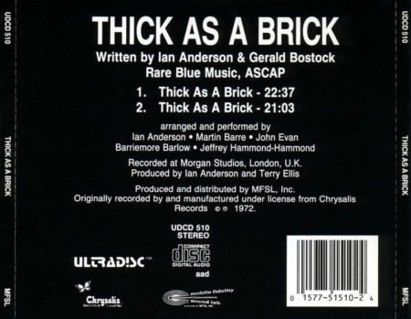 Jethro Tull - Thick As A Brick (1972) FLAC