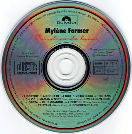 Mylene Farmer - Cendres De Lune (1986) FLAC
