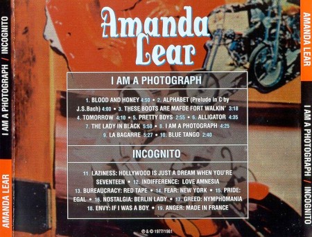 Amanda Lear - I Am A Photograph & Incognito (2001)