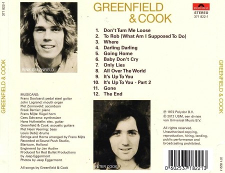 Greenfield & Cook - Greenfield & Cook (1972/2012 Reissue)